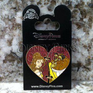 Disney Parks Beauty and the Beast Pin Split Heart Rose Love Character Belle